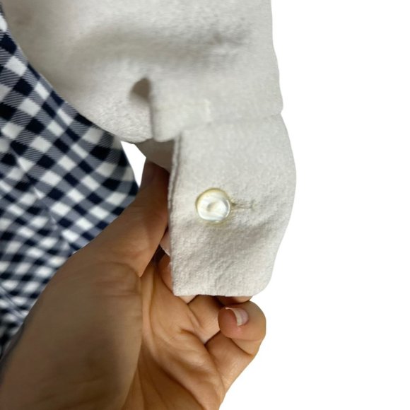 Vintage 60s Blue White Gingham Pattern Long Sleeve Full Length Dress Large - Picture 11 of 11